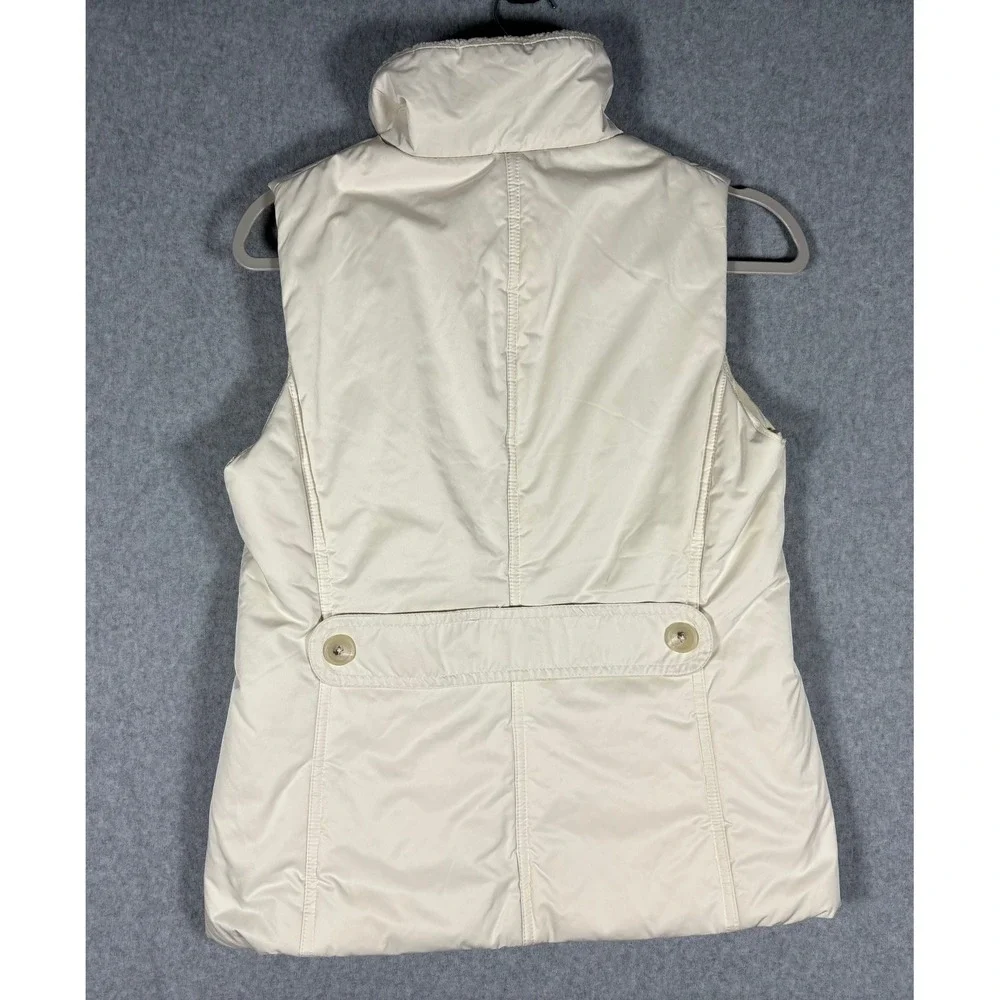 Banana Republic Womens Puffer Vest Cream Sherpa Lined Collar Small Off White